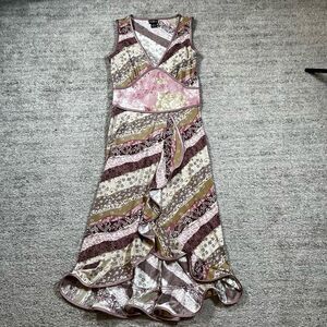 Vintage Y2K Mix It Patterned Hi Low Midi Women’s Floral Dress